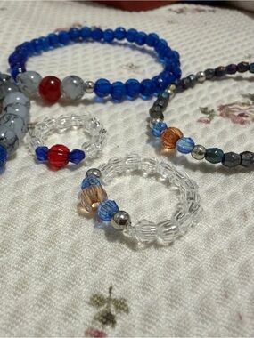 Spiderman Clear Beaded Stretch Ring with Blue and Gold Accents